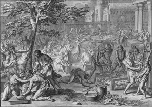Festín en honor del sol, el día del gran Ramy, 1723 de Bernard Picart