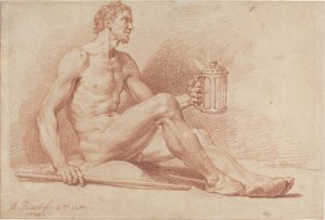 Desnudo Masculino con una Lámpara (Diógenes) de Bernard Picart