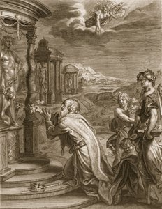 Oeneus, rey de Calidón, habiendo descuidado a Diana en un sacrificio es castigado por su impiedad, 1731 de Bernard Picart