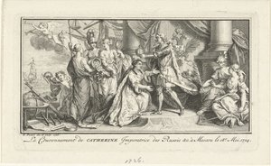 Pedro el Grande corona a su esposa Catalina I como Emperatriz, 1726