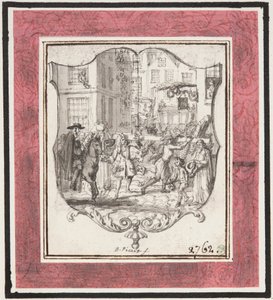 Vignette. Straßenszene eingefügt in Schildrahmen de Bernard Picart