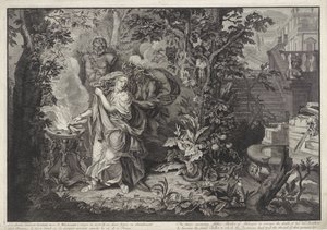 Las diosas de la venganza alientan a Althaea a quemar el registro de Meleagro Historia de Meleagro (título de la serie) de Bernard Picart