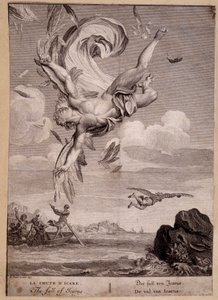 La caída de Ícaro - Grabado por Picart, Bernard (1673-1733)