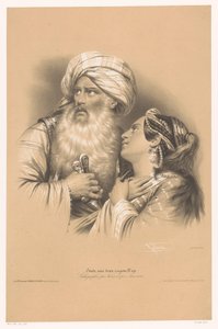 Hombre con turbante y mujer llorando Estudios en dos tipos de tiza (título de la serie) Etude aux deux Crayons (título de la serie en el objeto)
