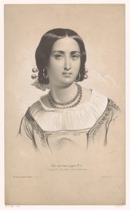 retrato, de, un, mujer, en, regional, disfraz Estudios en dos tipos de tiza (título de la serie) Etude aux deux Crayons (título de la serie en el objeto)