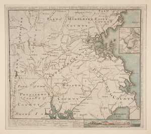 Mapa de Boston y alrededores, ca. 1775