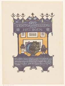 Anuncio de la imprenta de libros y ladrillos de Amsterdam Dieperink & Co.
1910 Exposición de libros (título en el objeto) de Bernard Willem Wierink