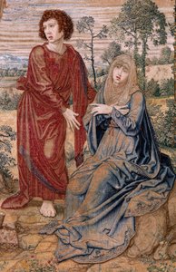 Tapiz flamenco. Serie Dais de Carlos V (Baldaquino de Margarita de Austria). Cristo de la Misericordia. Panel de tapicería detrás del estrado. Modelo Bernard van Orley (1491-1542). Fabricación Pieter de Pannemaker, Bruselas. 1518-1524. Tejido G de Bernard van Orley