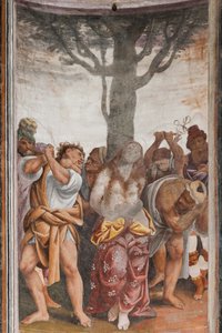 Detalle del Martirio de Santa Catalina (fresco) de Bernardino Lanino