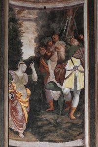 Detalle del Martirio de Santa Catalina (fresco) de Bernardino Lanino