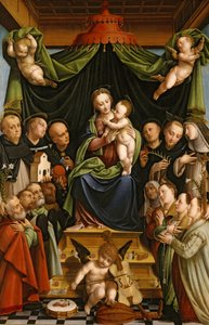 Madonna y Niño entronizados con santos y donantes