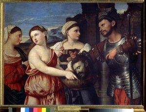 ""Salomé"" Salomé sosteniendo la cabeza de San Juan Bautista. Pintura de Bernardino Licinio (1489-1565). Museo Pushkin del siglo XVI, Moscú