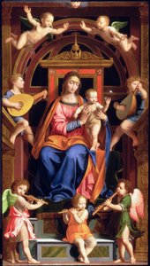 Madonna y niño entronizados