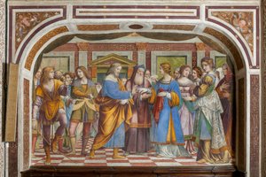 Los desposorios de la Virgen María (fresco) de Bernardino Luini