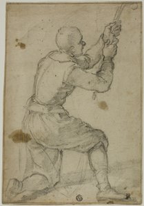 Hombre de rodillas, tirando de una cuerda de Bernardino Poccetti