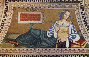 Sibila de Delfos, grabado del mosaico de Bernardino Pinturicchio en la iglesia de Santa Maria del Popolo, Roma
