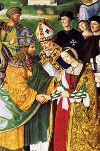 Eneas Silvio, Obispo de Siena, presentando al Emperador Federico III a su futura esposa Leonor de Aragón de Bernardino di Betto Pinturicchio