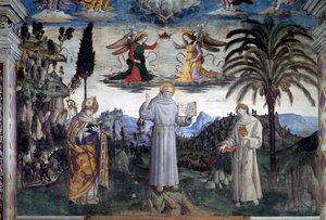 Gloria de Bernardino de Siena (detalle) de Bernardino di Betto Pinturicchio