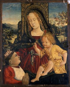 Madonna y el Niño con un Cardenal como benefactor, c.1500