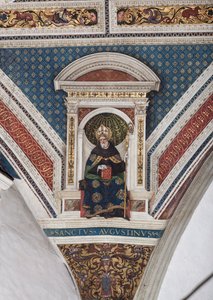 San Agustín de Hipona, detalle de los Doctores de la Iglesia (fresco) de Bernardino di Betto Pinturicchio