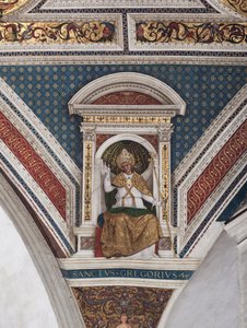 San Gregorio Magno, detalle de los Doctores de la Iglesia (fresco) de Bernardino di Betto Pinturicchio