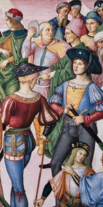 Biblioteca Piccolomini, pared noreste: "Eneas Silvio es coronado como poeta laureado por el emperador Federico III, el 27 de julio de Bernardino di Betto Pinturicchio