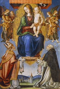 Madonna y Niño con San Severino y Domingo de Bernardino di Mariotto