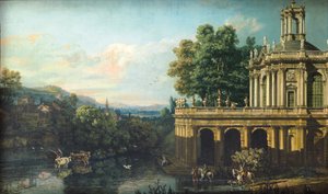 Capricho arquitectónico con un palacio de Bernardo Bellotto