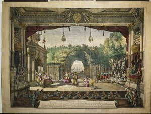Ballet Le Turc Généreux en el Burgtheater de Viena, 1758 de Bernardo Bellotto