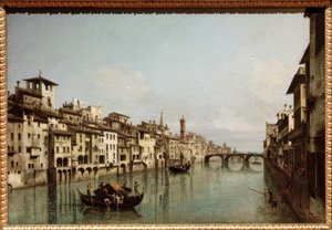 El Arno en Florencia con el Ponte Santa Trinità de Bernardo Bellotto