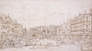 El Gran Canal, Venecia, con el Puente de Rialto desde el sur de Bernardo Bellotto