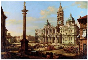 La Piazza y la Iglesia de Santa Maria Maggiore en Roma, 1739 de Bernardo Bellotto