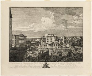 Las Ruinas del Suburbio Pirnaischer con el Palais Fürstenhof de Bernardo Bellotto