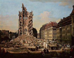 Las ruinas de la antigua Kreuzkirche de Bernardo Bellotto