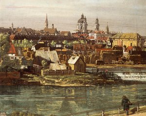 Vista de Múnich desde Haidhausen con el río Isar en el centro, detalle