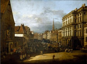 Vista del mercado de harina en Viena de Bernardo Bellotto