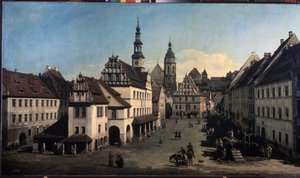 ""el mercado de Pirne, Alemania"" (El mercado de Pirna) Pintura de Bernardo Bellotto (1720-1780) 1752-1755 Moscú, Museo Pushkin de Bernardo Bellotto