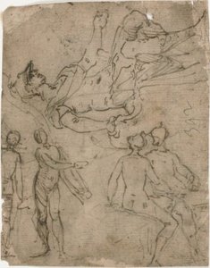 Bocetos de guerrero sentado, varias figuras de Bernardo Castello