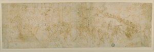 Salomón y la reina de Saba (anverso); Boceto de la reina de Saba (reverso) de Bernardo Castello