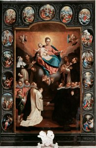 Virgen con niño y misterios del rosario de Bernardo Castello