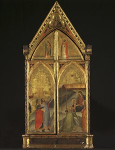 Tríptico - La Virgen y el Niño entronizados con santos, 1338