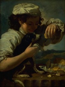 Un niño con un perro (Alegoría del "Gusto") de Bernardo Eberhart Keilhau
