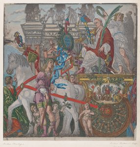 Hoja 9: Julio César en su carro tirado por caballos, de El Triunfo de Julio César, 1599 de Bernardo Malpizzi