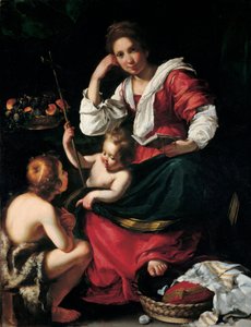 Virgen con el Niño y el Niño San Juan de Bernardo Strozzi