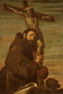 San Francisco de Asís abrazando un crucifijo, c. 1600-1640 de Bernardo Strozzi