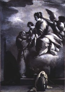 La Virgen ofrece al Niño Jesús al Beato Félix de Cantalice de Bernardo Strozzi