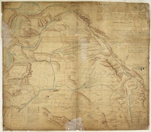 Mapa de la mayor parte de Nuevo México y una parte de la Alta California de Bernardo de Miera y Pacheco
