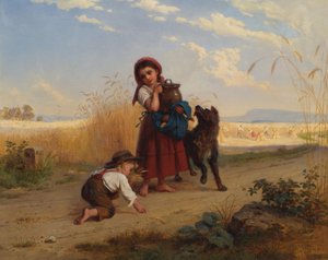 Niños camino al campo de cosecha de Bernhard Reinhold