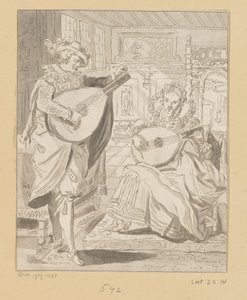 Un caballero y una dama tocando la lira de Bernhard Schreuder
