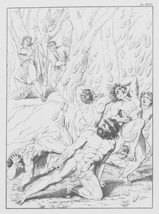 Divina Comedia de Dante, Infierno, lámina XXIV (litografía) de Bernhard Schuler